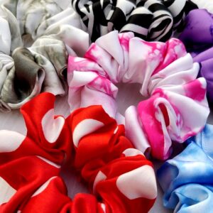 satin printed scrunchies