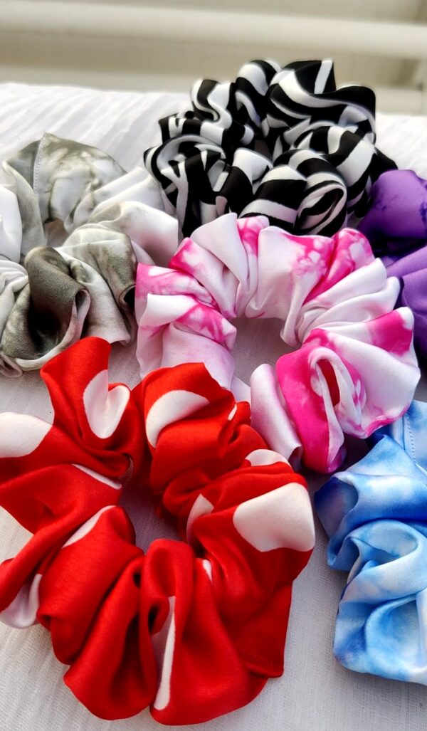 satin printed scrunchies