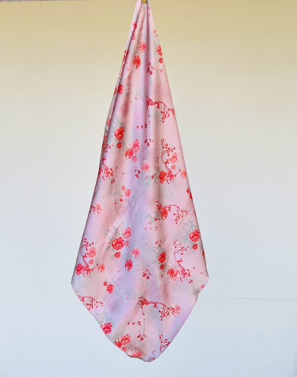 Satin printed scarves - floral - Image 3